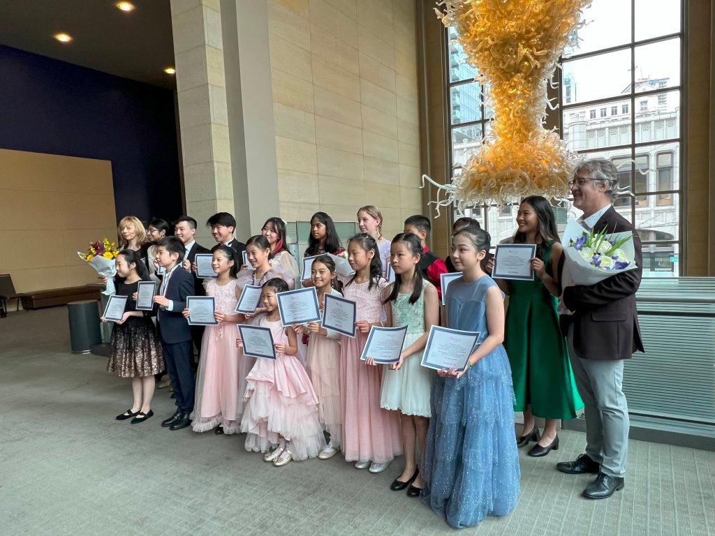 Issaquah and Sammamish students of the Chopin Academy of Music after a concert in Benaroya